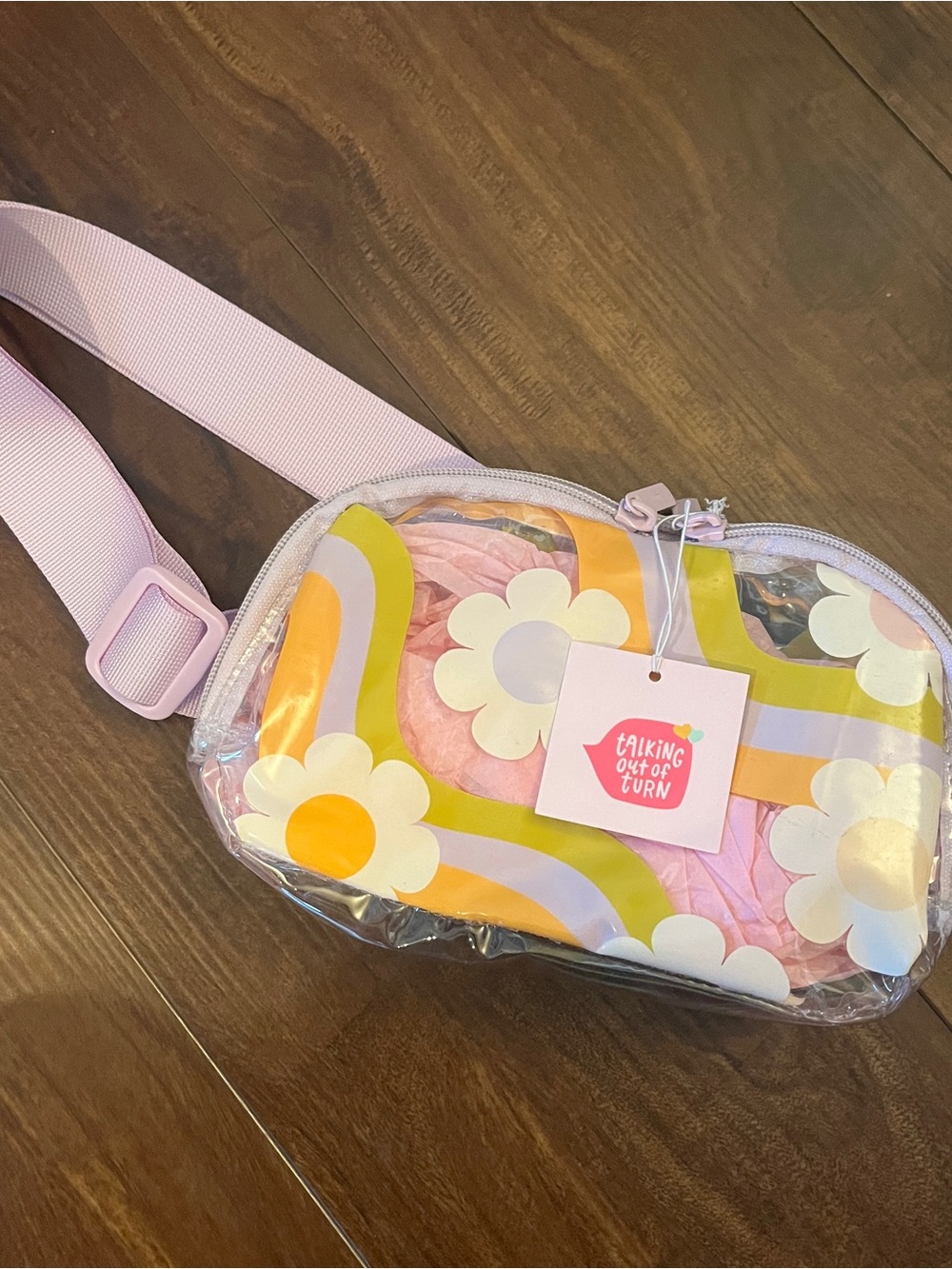 Pink Floral Clear Crossbody Bag